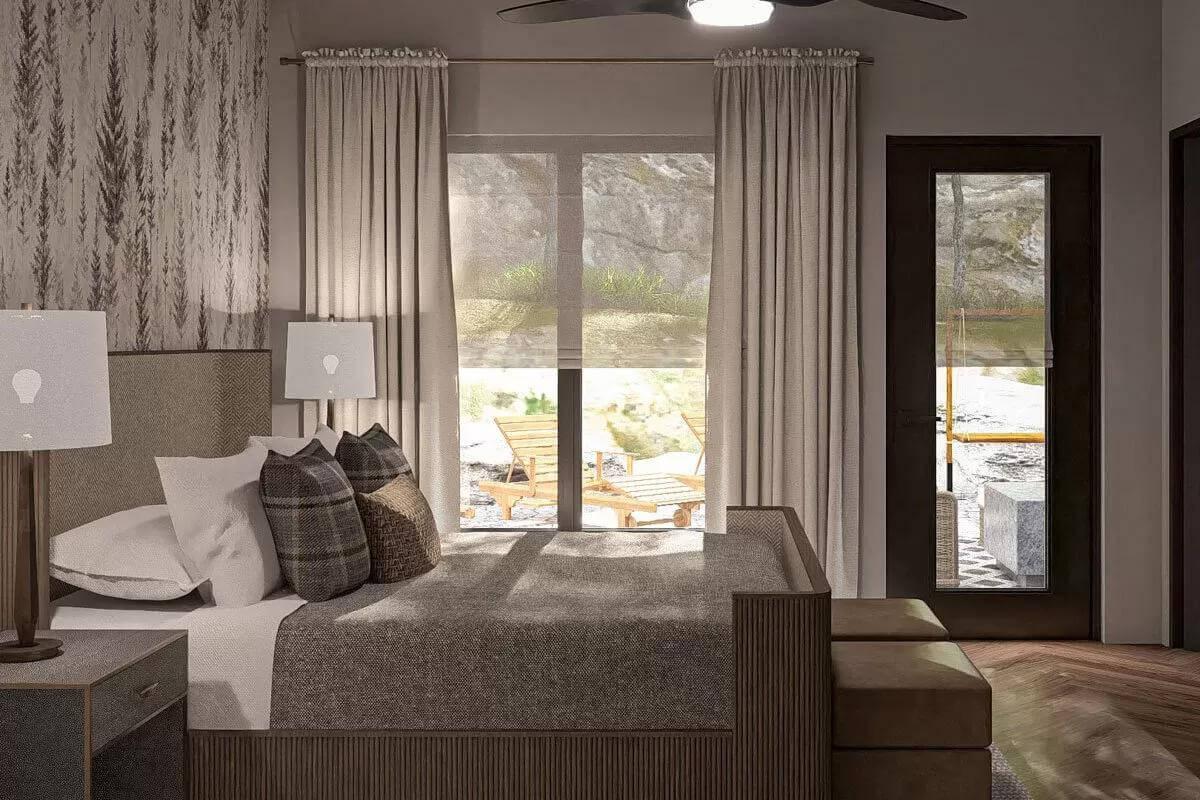 Notice the Textured Accent Wall Adding Depth to This Peaceful Bedroom