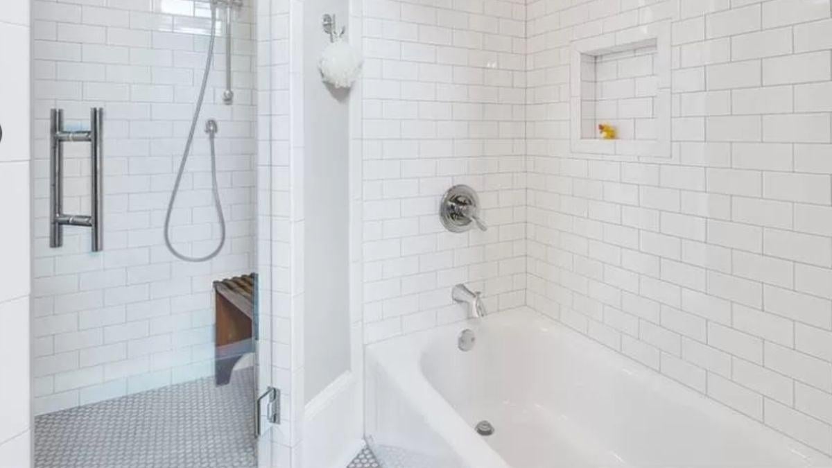 Functional Elegance in This White Subway Tile Bathroom