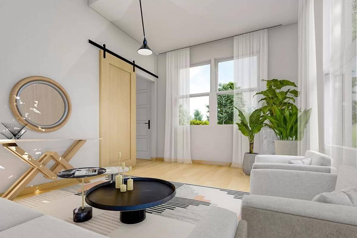 Notice the Sliding Barn Door Adds a Stylish Touch to This Living Area