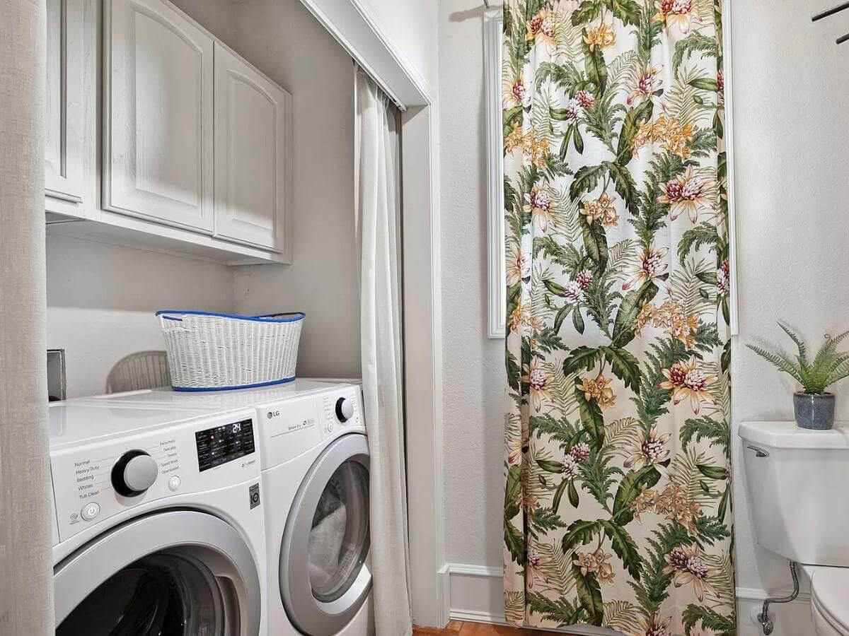 Look at the Tropical Flair in This Functional Laundry Space