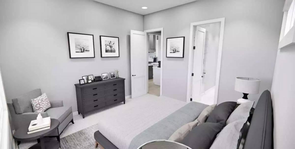 Notice the Minimalist Touch in This Modern Bedroom with Black and White Decor