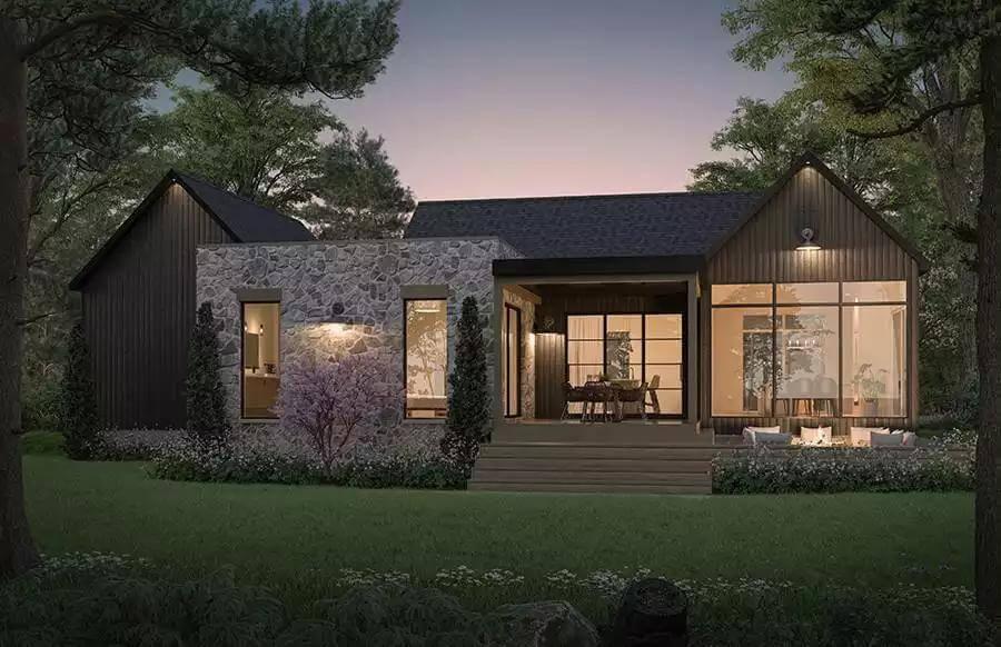 Wow, Look at That Stone Accent Wall and Warm Lighting