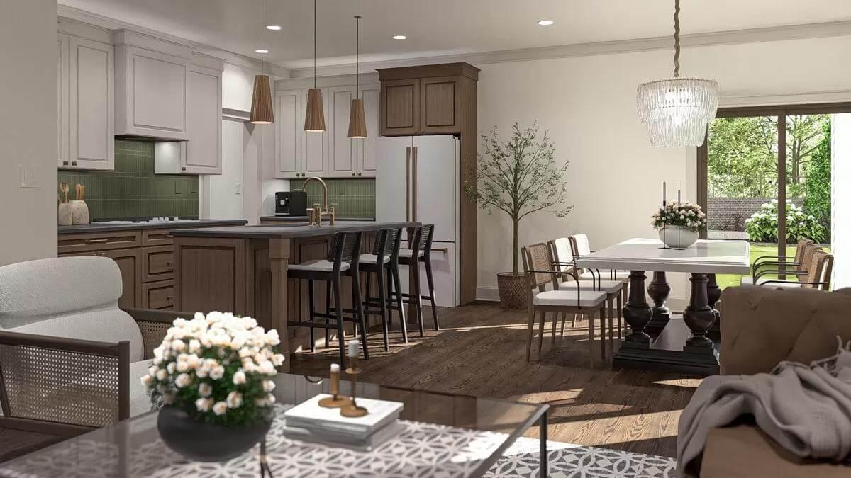 Take a Look at This Craftsman Kitchen with Pendant Lighting and Dark Accents