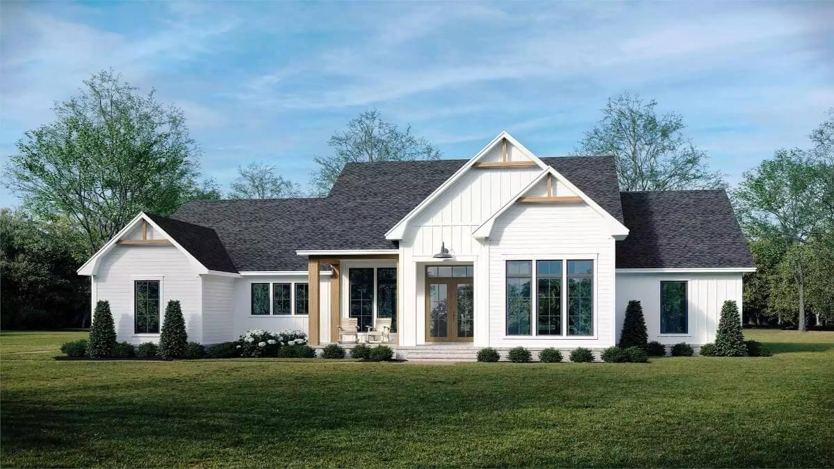 Chic Craftsman Facade with Modern Gable Accents