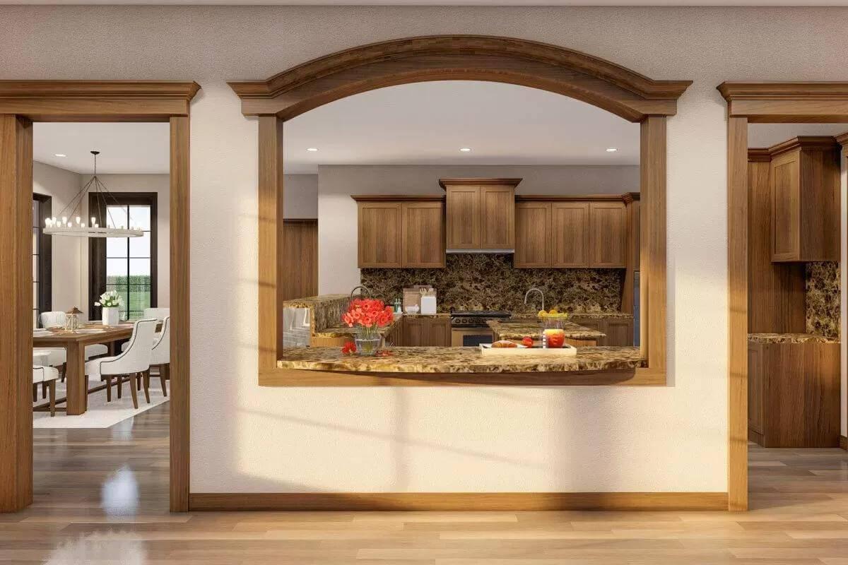 Wow, Notice the Warmth of Wood Trim and Earthy Countertops in This Kitchen View