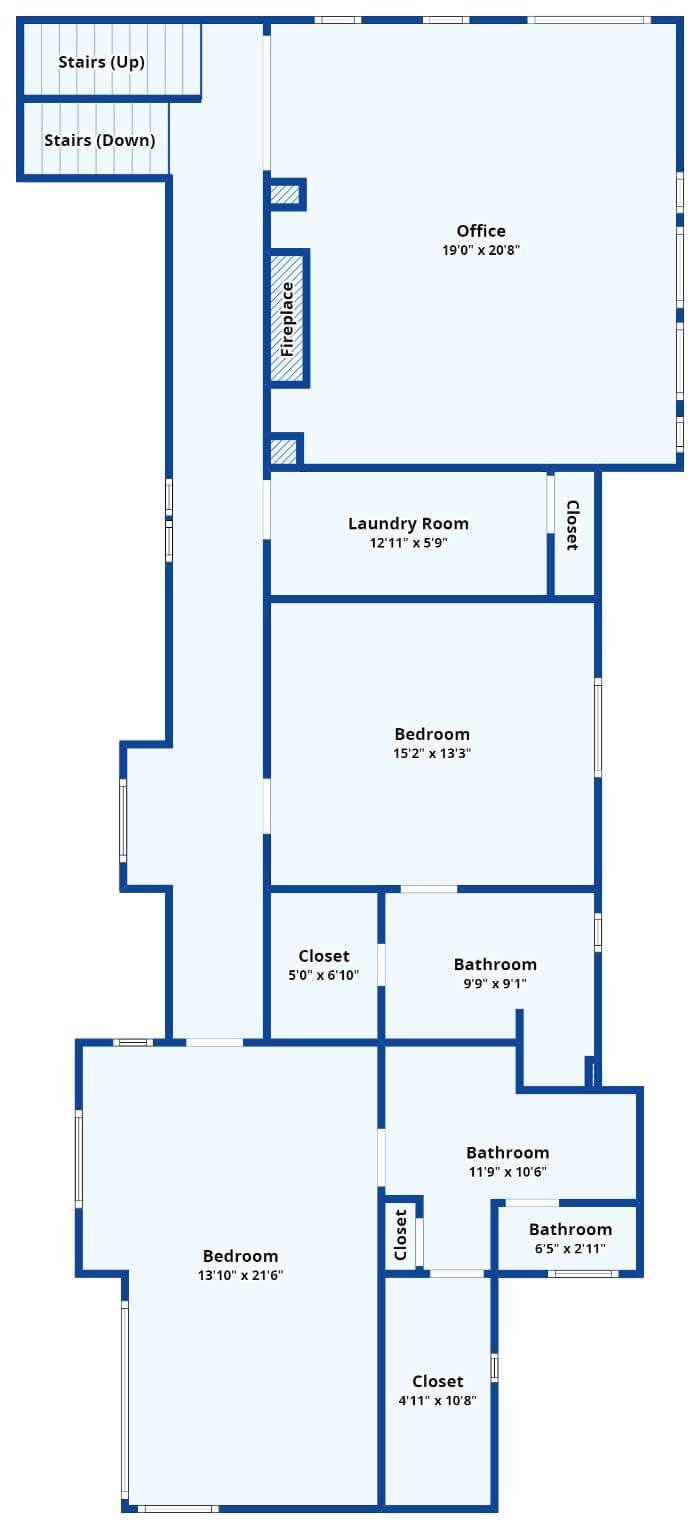 Functional Upper Level with Office, Bedrooms, and Dual Fireplaces