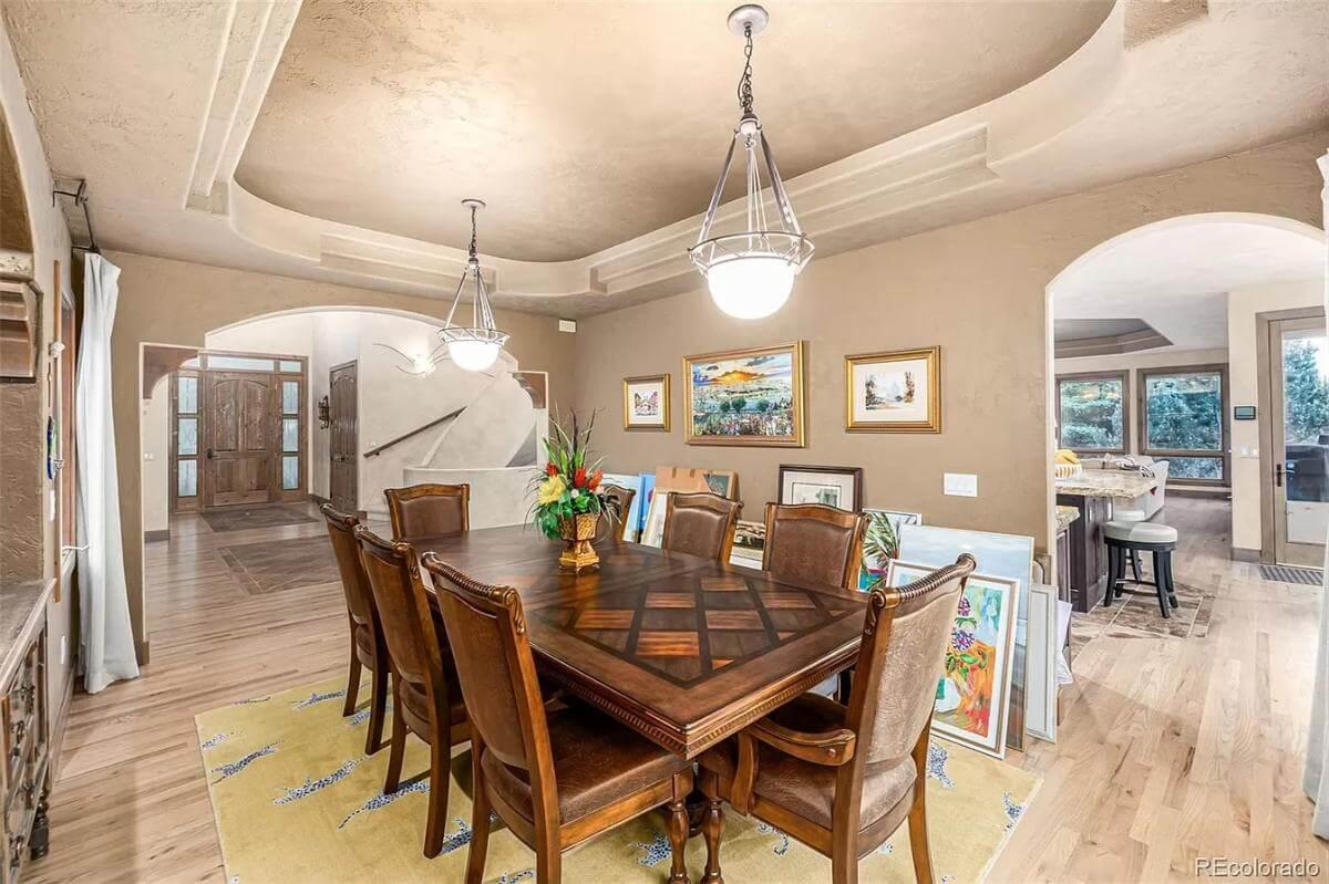 Step Into This Dining Room with Geometric Table and Gallery Wall