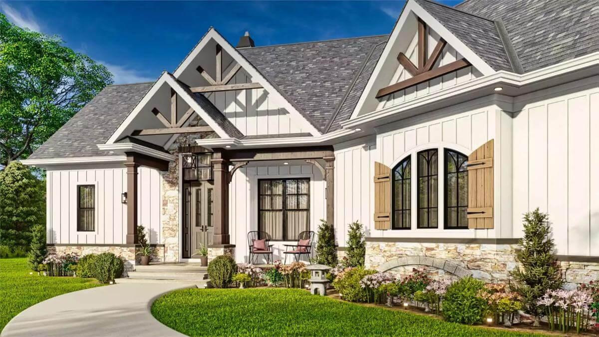 Craftsman Porch Perfection with Timber Trusses