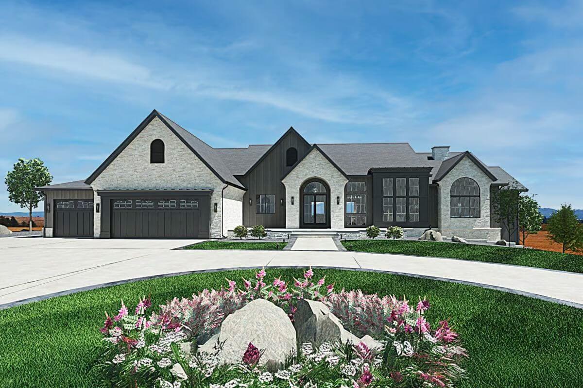 4-Bedroom Transitional Home with Wet Bar and Flex Room (Floor Plan)