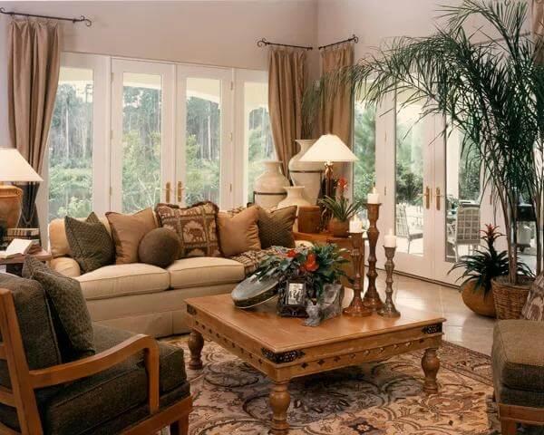 Living Room with Generous Light and Rich Wooden Accents