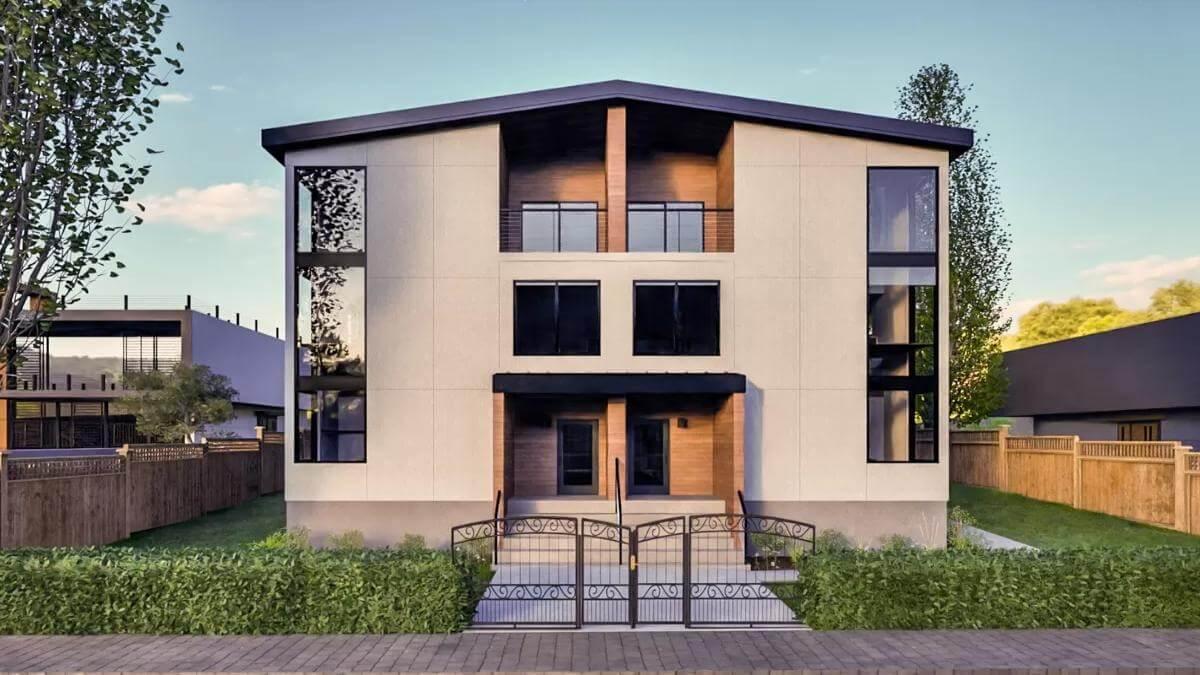 Check Out the Contemporary Facade with Symmetrical Bold Windows