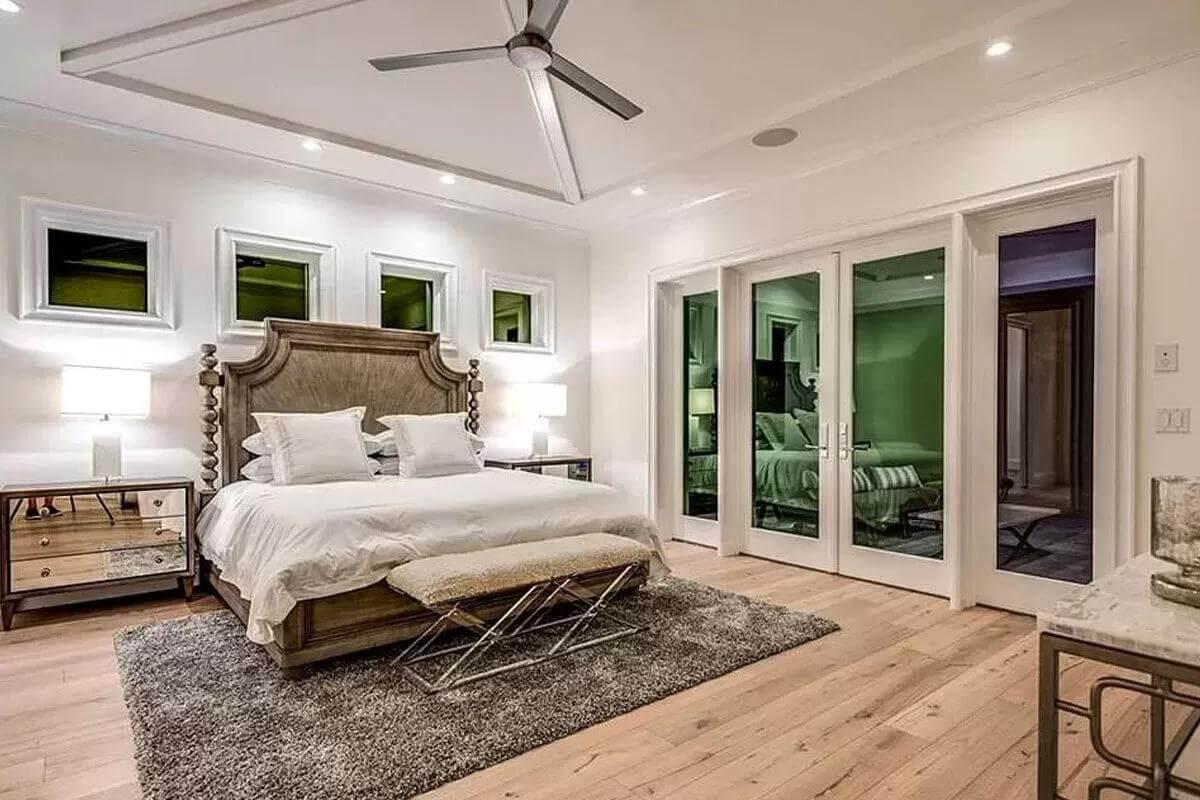 Look at the Chic Ceiling Fan in This Elegant Bedroom Retreat