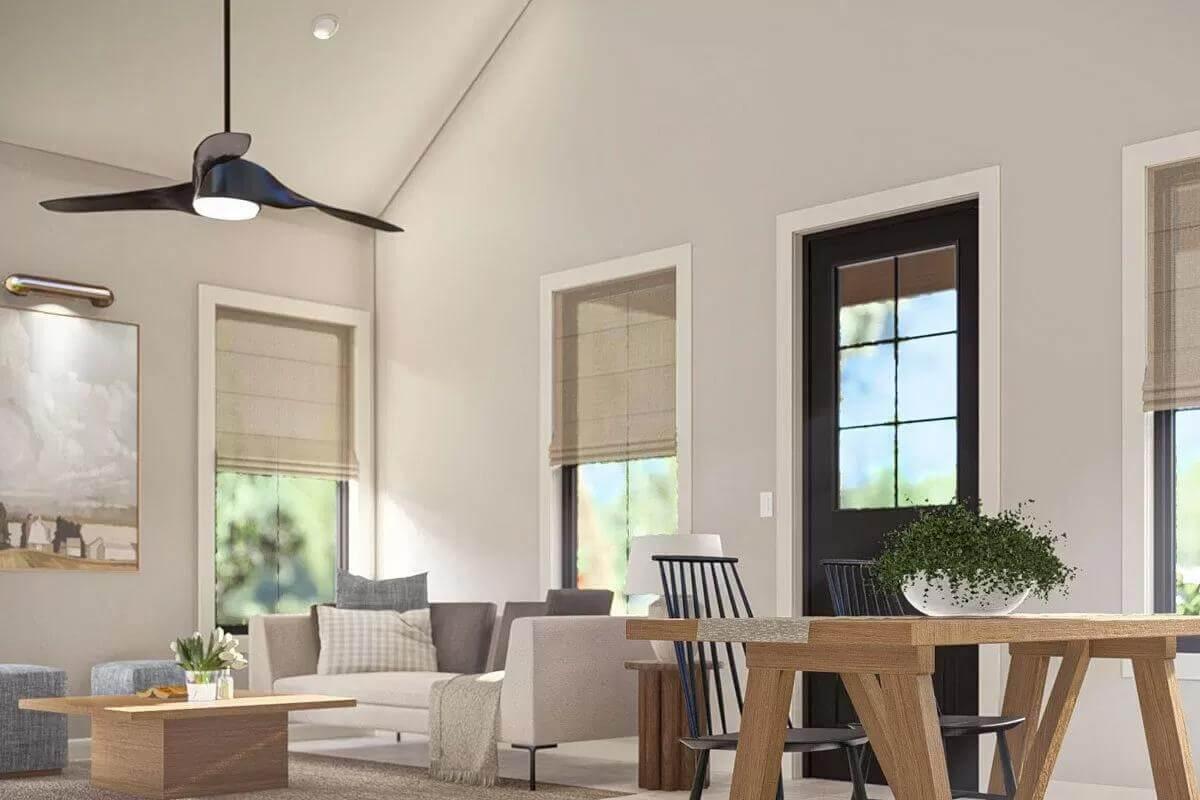 Sleek Modern Living Space Highlighting a Minimalist Ceiling Fan
