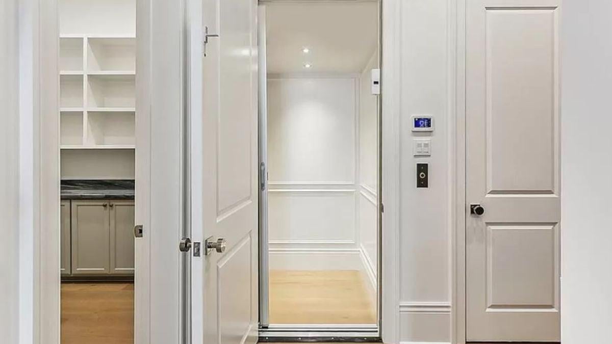 Step Inside This Home Elevator with Sleek Paneling