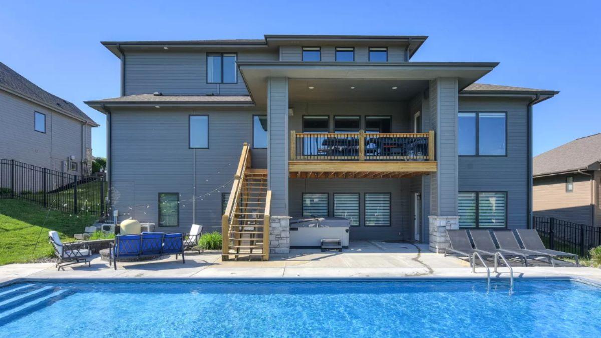 Modern Craftsman Backyard with a Poolside Haven