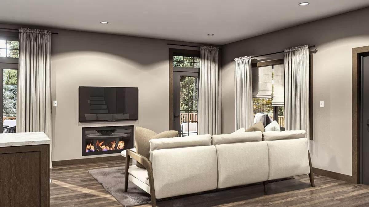 This Living Room Features a Sleek Fireplace for a Modern Touch