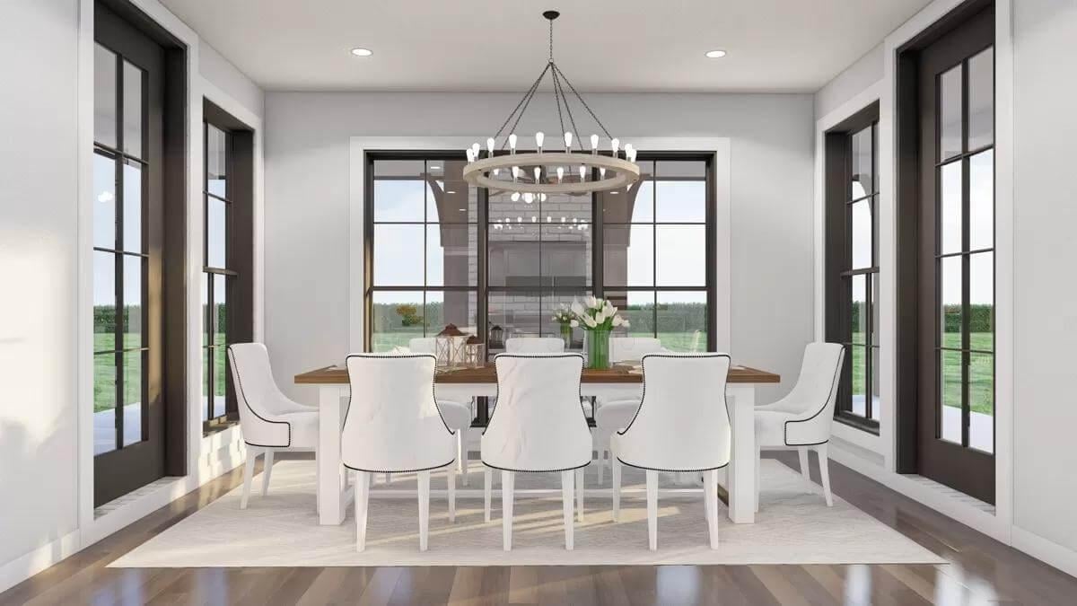 Notice the Striking Chandelier Illuminating This Elegant Dining Room