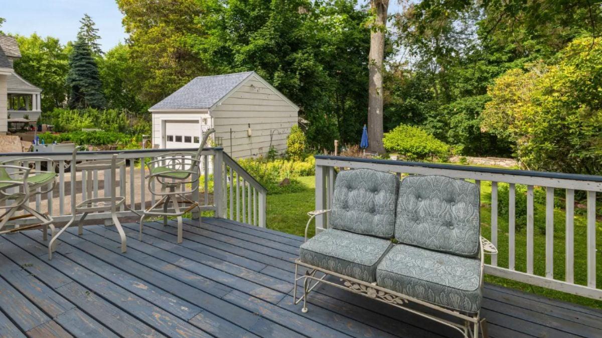 Enjoy the Garden Views from This Cozy Backyard Deck