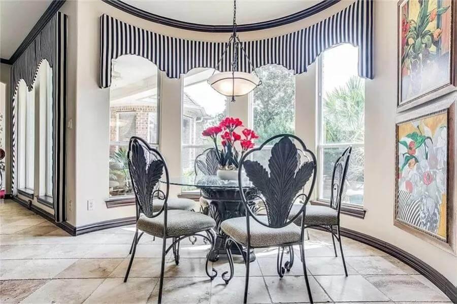 Enjoy Breakfast in This Sunlit Nook with Striped Accents