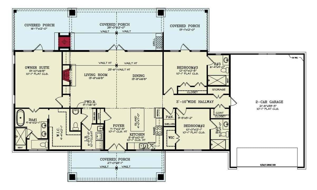 Craftsman Floor Plan with Expansive Covered Porches