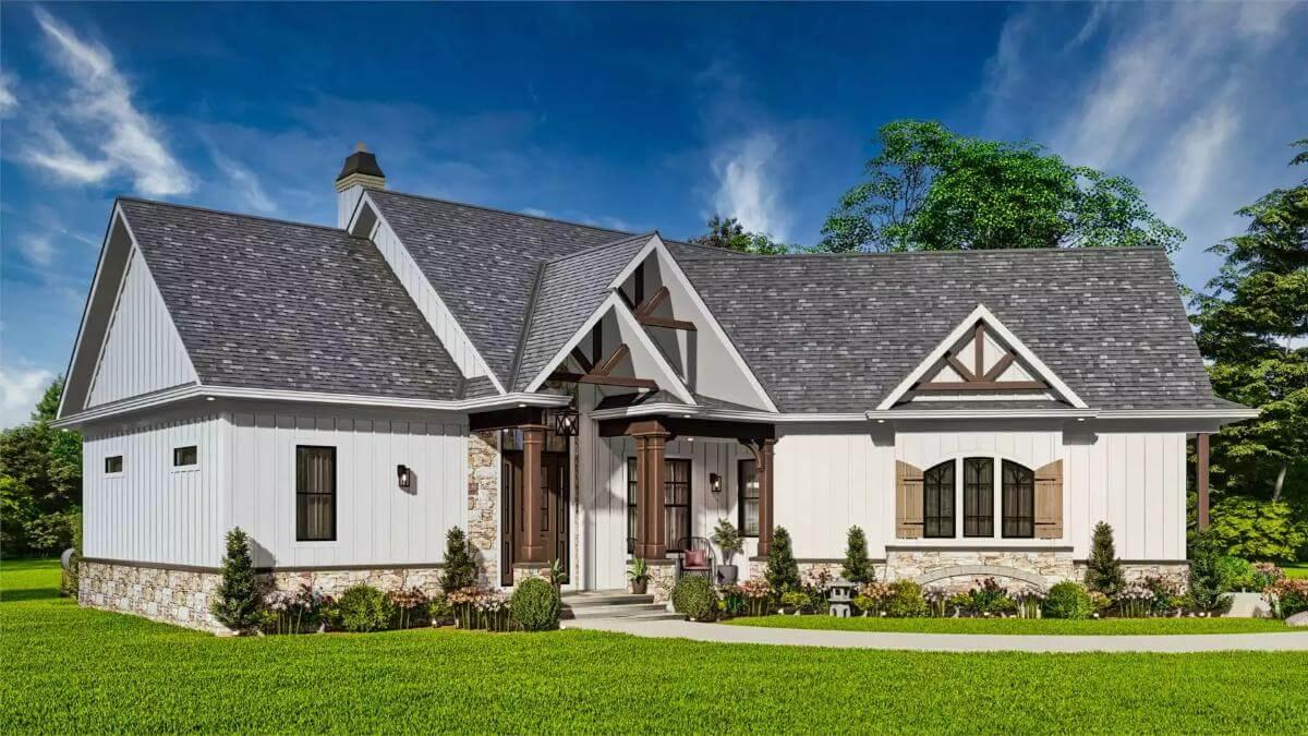 Charming Craftsman Exterior with Gabled Roof and Stone Highlights