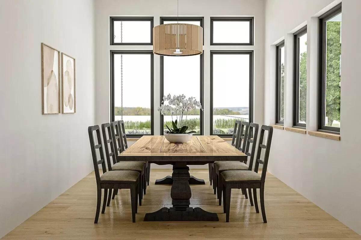 Dining Room with Abundant Natural Light and Wooden Accents