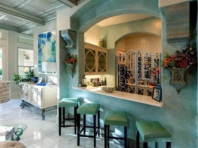 Notice the Colorful Vibrance in This Inviting Wet Bar Area