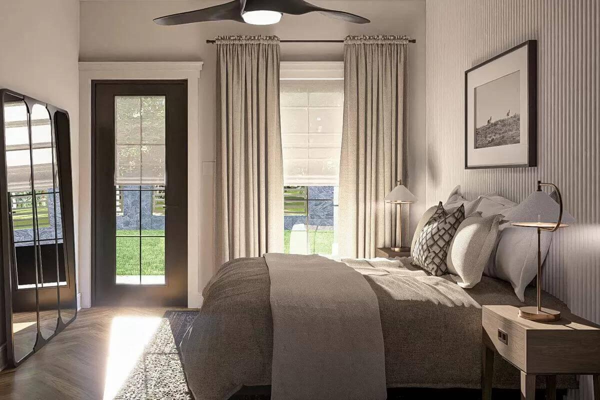 Relaxation Awaits in This Serene Bedroom with Textured Accents