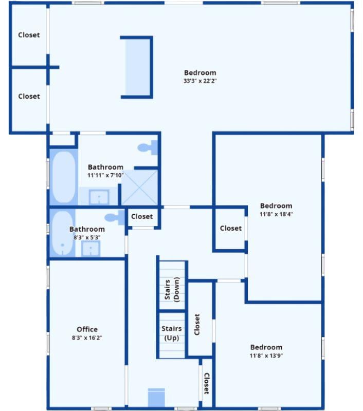 Upper-Level Floor Plan with Expansive Master Suite and Versatile Office Space