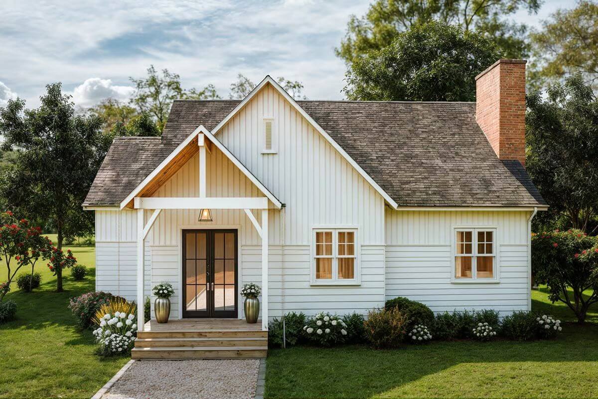 2-Bedroom Modern Farmhouse Cottage with Open Living Space and Covered Patio (Floor Plan)