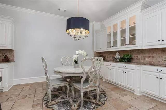 Classic Breakfast Nook with Ornate Chandelier
