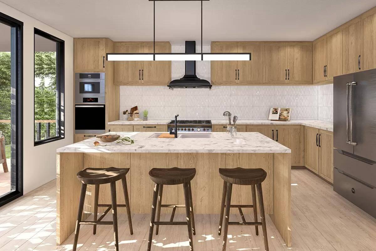 Wow, Check Out the Marble Island in This Elegant Kitchen