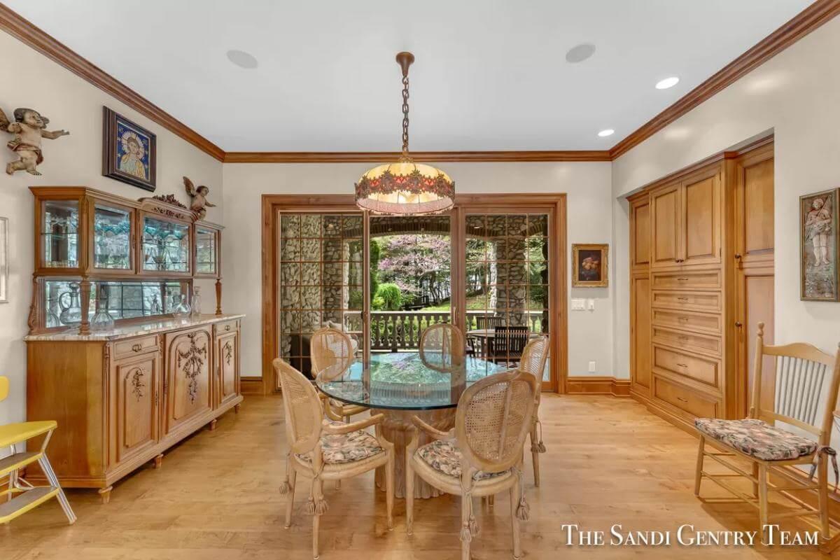 Charming Dining Room with Beautiful Wooden Hutch