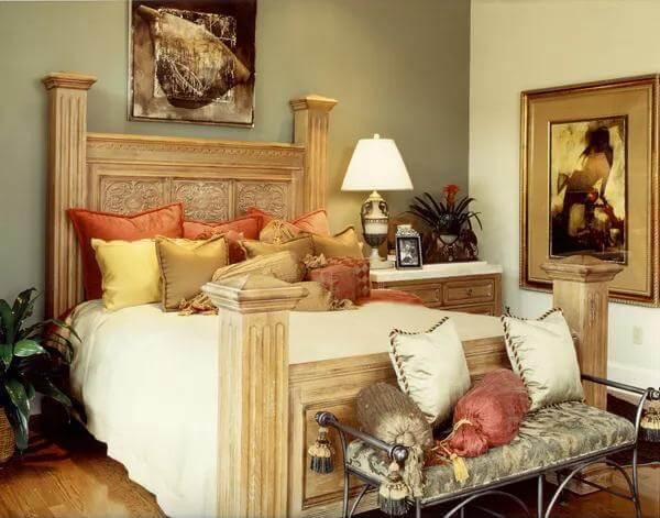 Notice the Rich Woodwork and Bold Artwork in This Inviting Bedroom