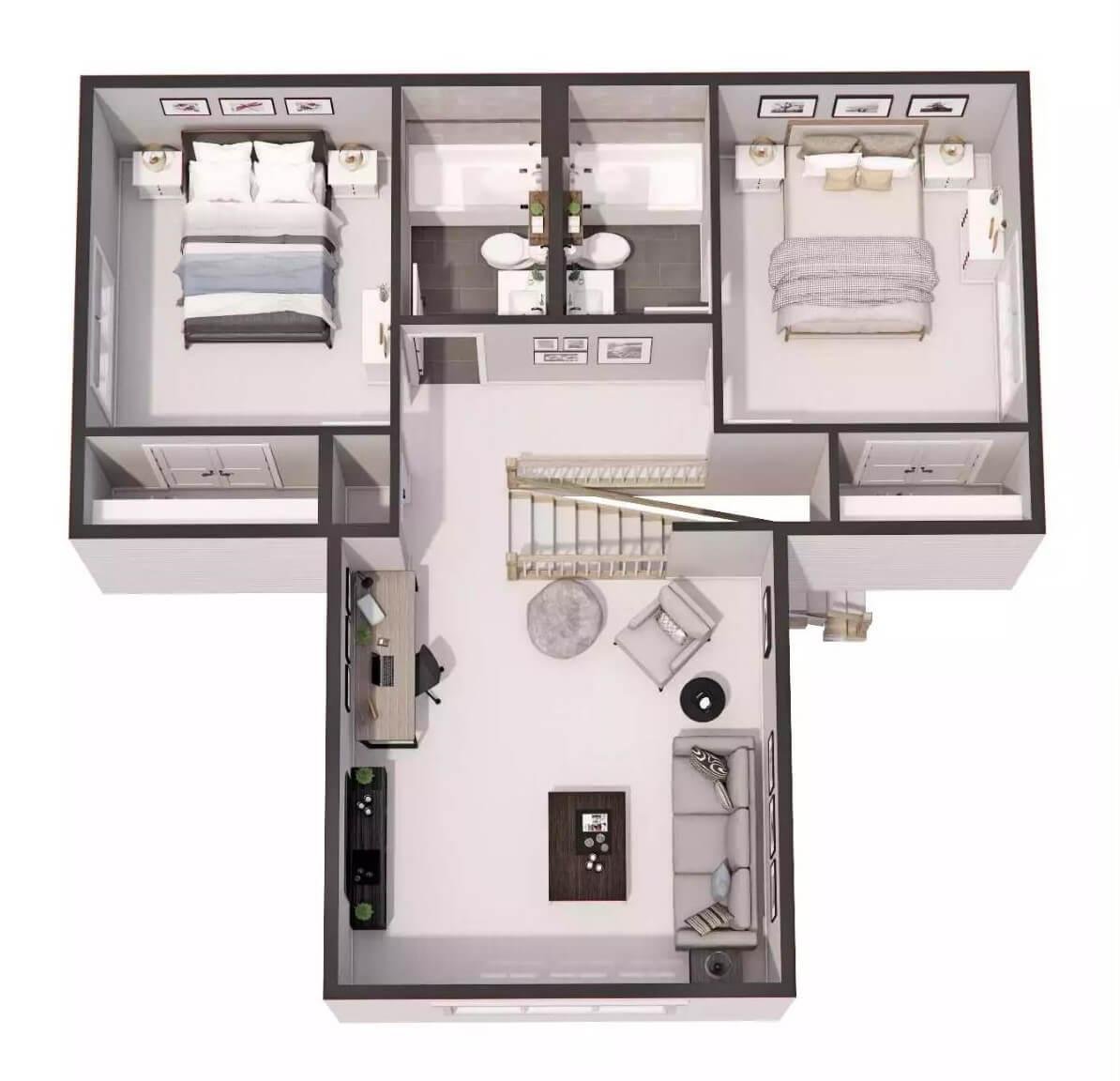 Craftsman Upper Floor with a Functional Loft You