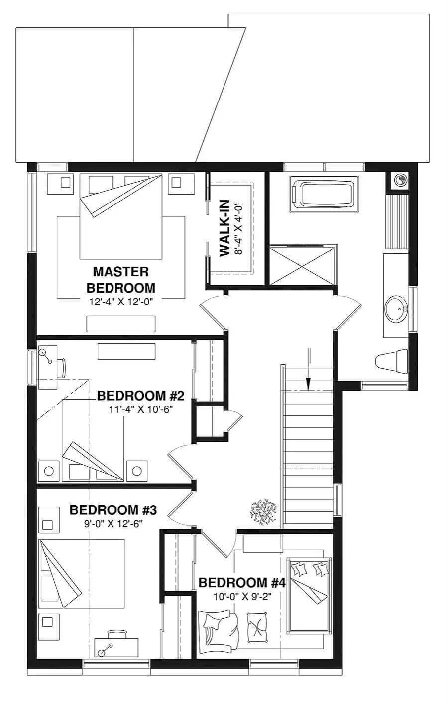 Efficient Upper Floor Layout Featuring Four Bedrooms