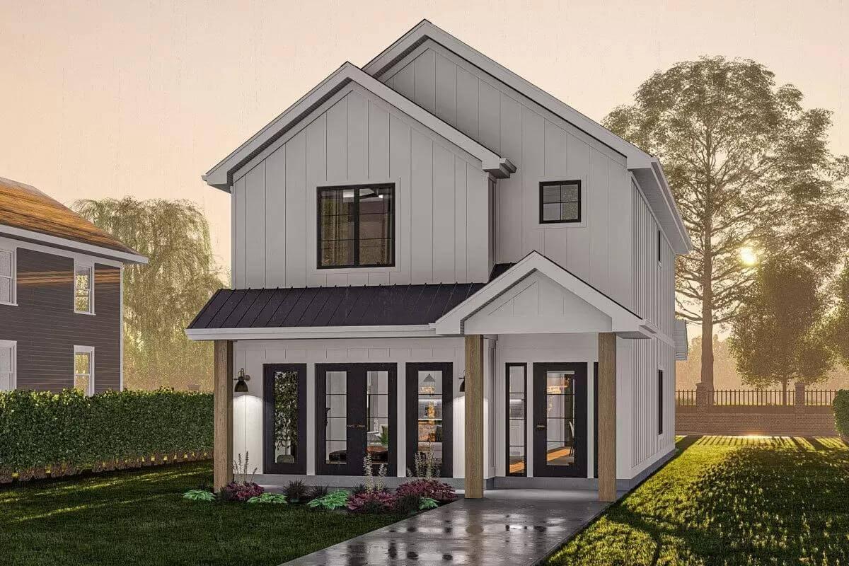 Craftsman Simplicity with Striking Black-Framed Windows