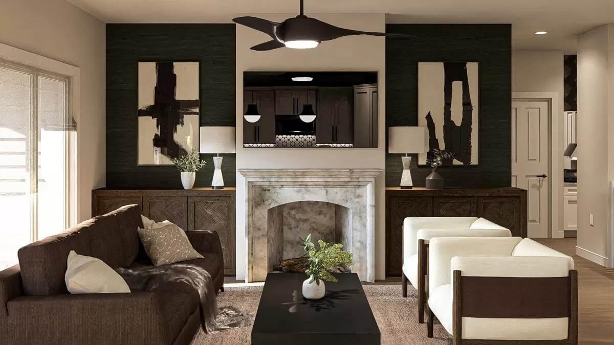 Admire the Marble Fireplace Highlighting This Living Space