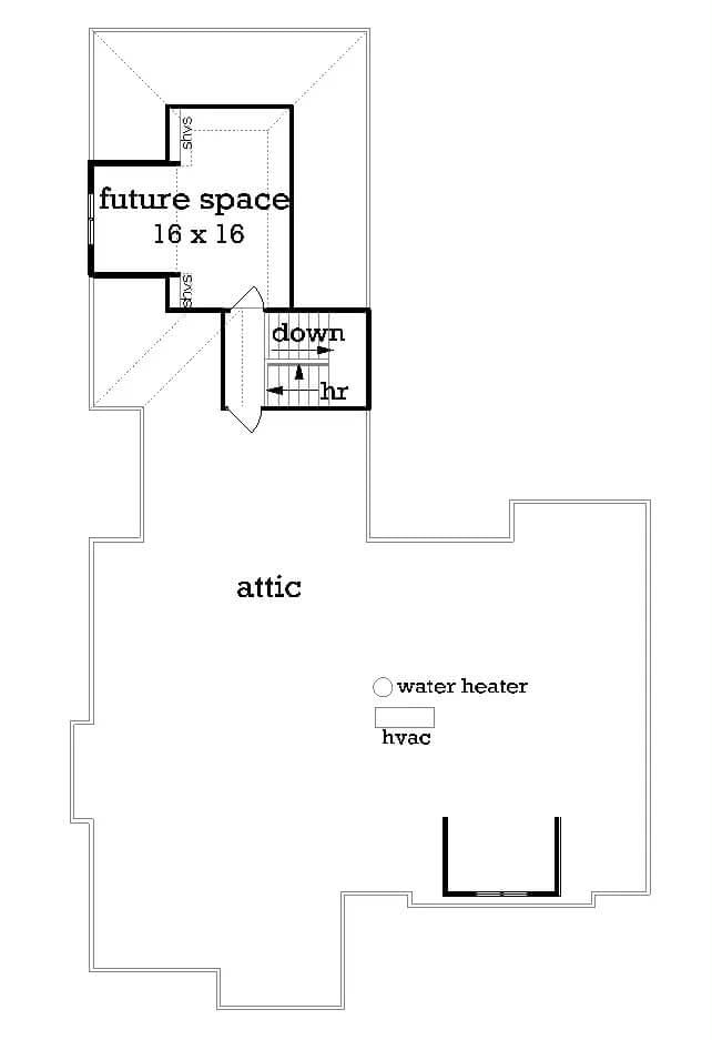 Versatile Attic Layout with Room for Future Expansion