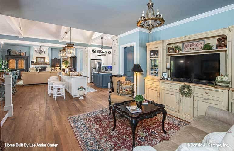 Enjoy the Seamless Flow from Living Room to Kitchen with Vintage Accents