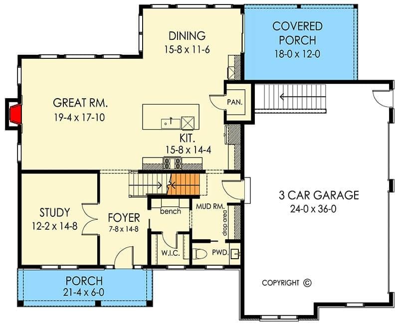 Explore the Spacious Great Room in This Craftsman Floor Plan