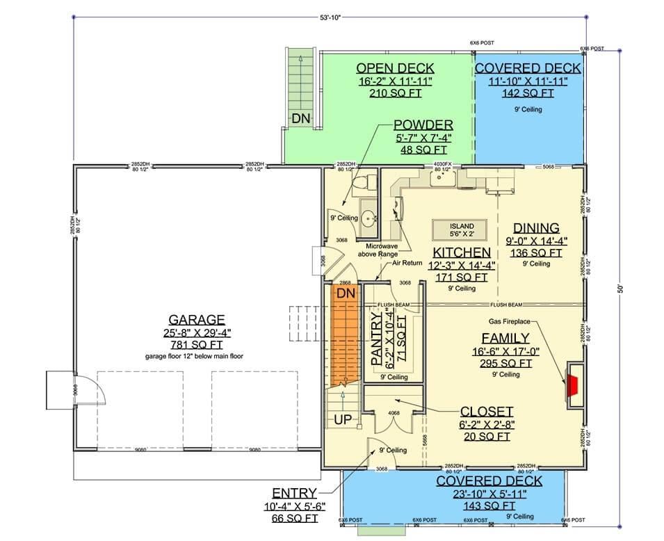 Floor Plan with Expansive Family Room and Dual Decks