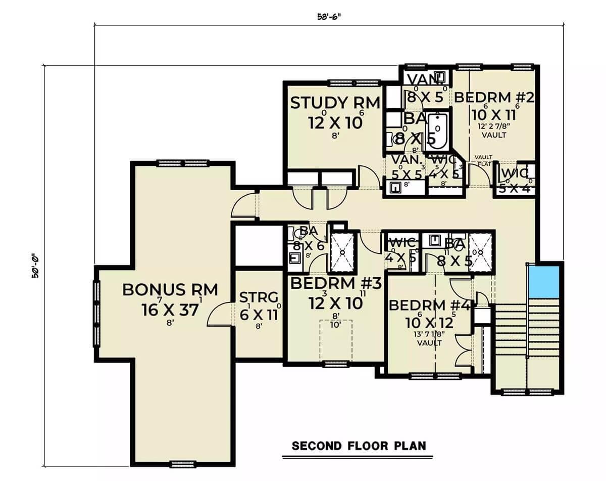Second Floor Plan: Explore This Versatile Living Space with a Bonus Room