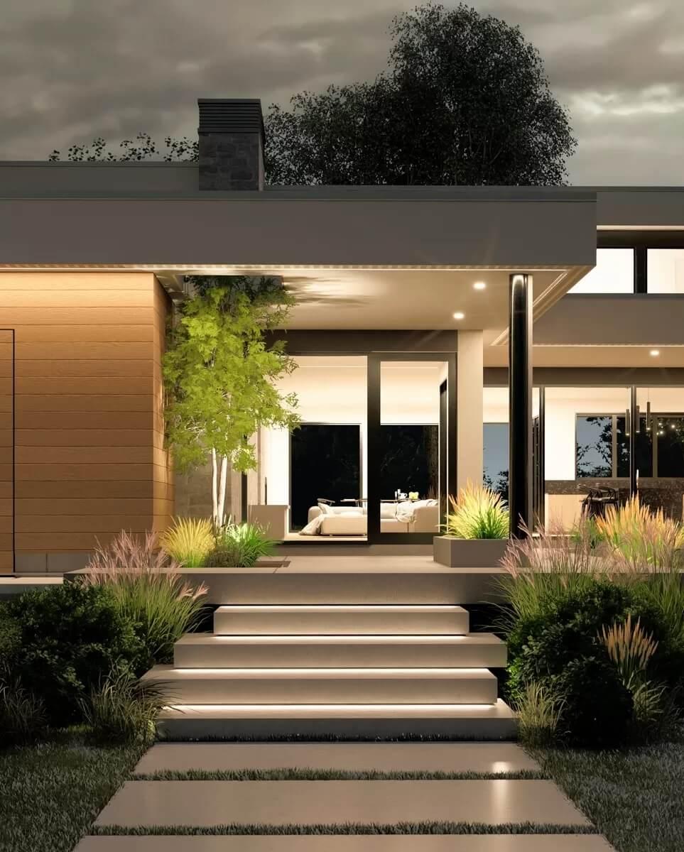 Wow, Check Out the Elegant Illumination on These Entryway Steps