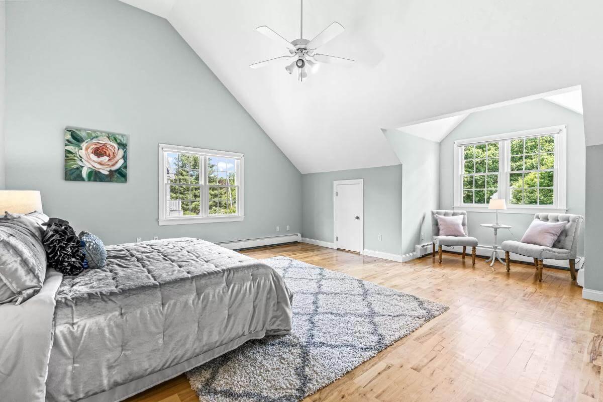 Enjoy the Vaulted Ceilings in This Light-Filled Bedroom