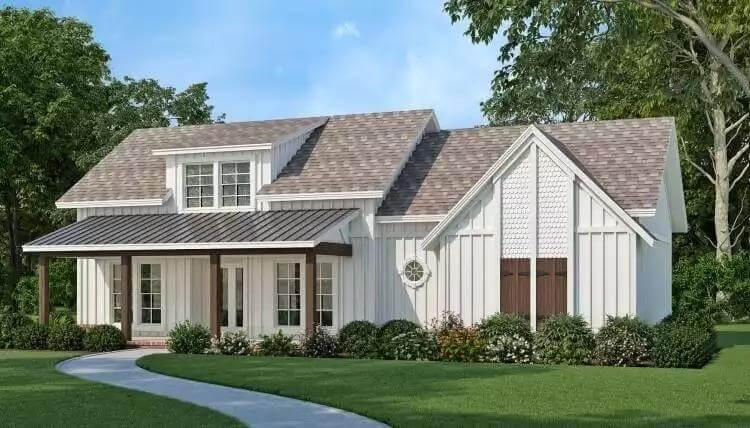 Farmhouse Charm with Modern Accents and a Striking Gable Design