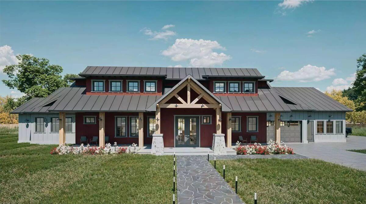 3-Bedroom Rustic Country-Style Garson Home with Balcony and 5-Car Garage (Floor Plan)