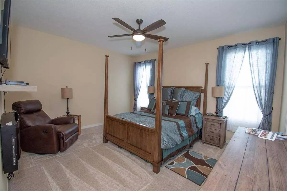 Craftsman Bedroom with a Relaxing Leather Recliner