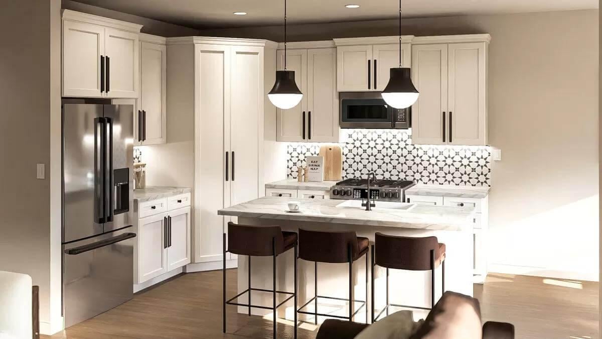 Check Out This Sleek Kitchen with a Bold Backsplash