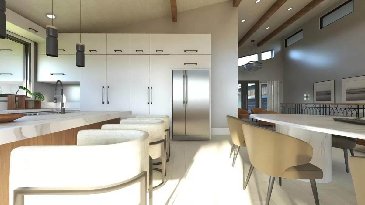 Sleek Kitchen Design with a Stunning Waterfall Island